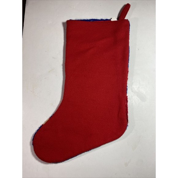 Latch Hook Stocking Santa Claus Teddy Bear 19"x8" Holiday Decor - Picture 2 of 5